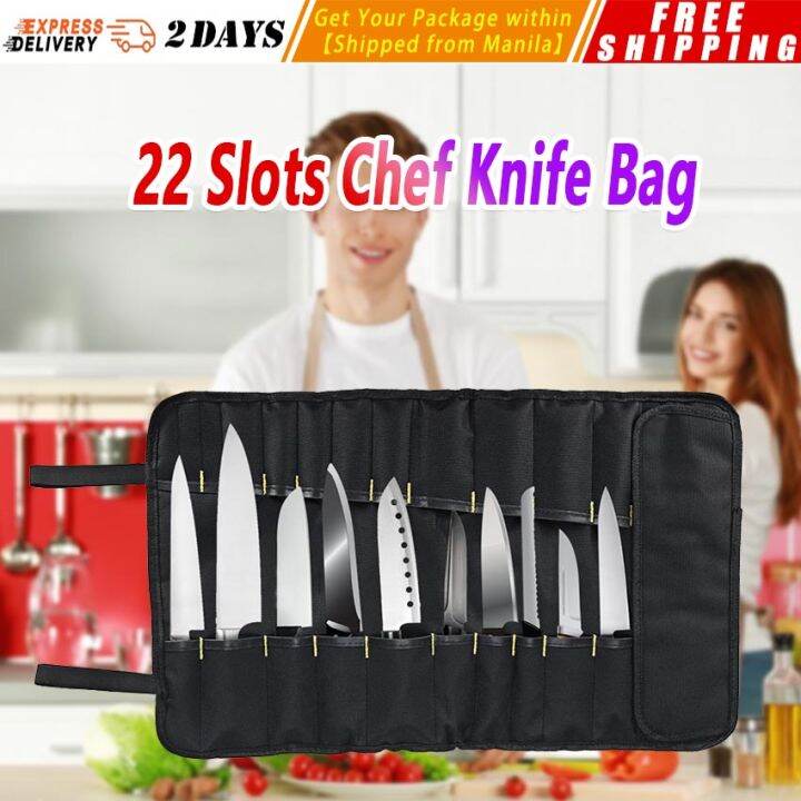 【22 Slots Chef Knife Bag】Chef Knife Bag Roll Bag Carry Case Bag Kitchen