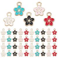 Light Gold Plated Alloy Enamel Charms Sakura Mixed Color 11.5x9x2mm Hole: 1mm 5 colors 14pcs/color 70pcs/box