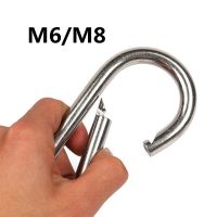 New M6 M8 Stainless Steel Carabiner Spring Link Hook Carabiner Multitool Mountaineering Buckle Lock Camping Hook Rope SOS Nails  Screws Fasteners