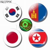 ✆ 30MM Refrigerator Magnet Luminous Fridge Magnet Glass Asia Flag Japan Korea Korea Mongolia Glow At Night National Flag Souvenir