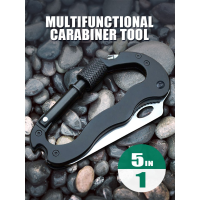 พวงกุญแจมีดพับพกพา มีดพกเดินป่า ห่วงเกี่ยวพร้อมมีดพกอเนกประสงค์ 5 In 1 Carabiner Tools