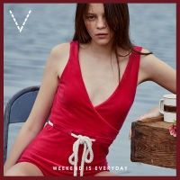 VICKS Rope Belted One Piece Swimsuit ชุดว่ายน้ำ วันพีซ ตกแต่งเข็มขัดเชือก