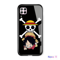 UCUCเคสมือถือ เคสโทรศัพท์ เคสหัวเหว่ยNova 7iแก้วเคสมือถือหรูหราSoft Edgeอนิเมะลูฟี่Glossy Huawei Nova7iปลอกกระจกเทมเปอร์กันกระแทกเคสหลังฝาครอบ