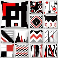 Black Red Geometric Pattern 45*45cm Pillowcase Sofa Cushion Pillowcases For Pillows Living Room Chair Sofa Home Decoration 40548