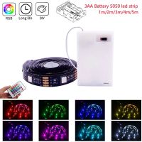 3AA Battery 5V RGB LED Strip 2835 5050SMD Light LED Flexible Remote Controller For TV  Computer  Mirror Wine cabinet  Wardrobe LED Strip Lighting