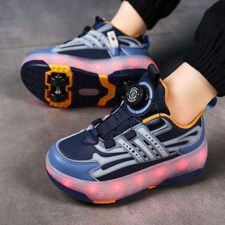 รองเท้ากีฬาล้อผู้หญิง-heelys-4รองเท้าล้อพ่วง-รองเท้า-led-แบบชาร์จไฟได้-รองเท้าล้อเด็ก-ไฟที่มีสีสัน-รองเท้าส่องสว่างสำหรับเด็กหญิงและเด็กชาย-รองเท้าสเก็ตบอร์ดพ่อแม่และลูก