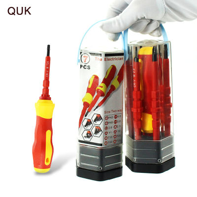 QUK 7 In 1 Screwdriver Tool Set Magnetic Precision Torx Slotted Phillips Bits Multifunction For Electrician DIY Repair Tools