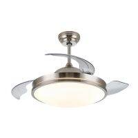 Luzino - Silver-Clear Ceiling Fanlamp Retractable Tri-Color (Remote Control) WYD42-L03 Size 42 Inch