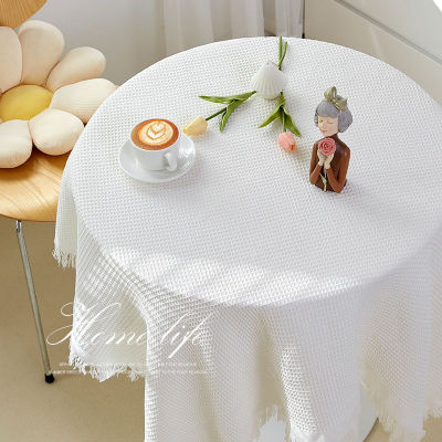 （HOT) ผ้าปูโต๊ะทรงกลมกันน้ำกันลวกกันน้ำมันทิ้งแบบญี่ปุ่นฝรั่งเศส ins ผ้าปูโต๊ะผ้าฝ้ายและผ้าลินินโต๊ะข้างเตียงโต๊ะโต๊ะสี่เหลี่ยม