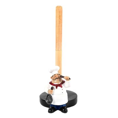 Resin Chef Double-Layer Paper Towel Holder Figurines Creative Home Cake Shop Restaurant Crafts Decoration Ornament
