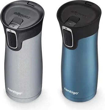 Contigo Autoseal West Loop Vaccuum-Insulated Stainless Steel Travel Mug, 16  Oz, Stainless Steel/Monaco Blue, 2-Pack