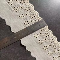 9cm Wide New Cotton Embroidered Beige Flower Lace Fabric Dubai Sewing DIY Trim Applique Ribbon Collar Wedding Guipure Decor Fabric  Material