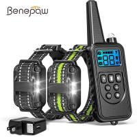 ZZOOI Benepaw Led Light Dog Training Collar Waterproof Safe Pet Puppy Shock Collar Beeper Anti Barking Device 4 Modes 800M Control