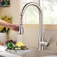 Brushed Nickel Kitchen Faucet Flexible Pull Out Nozzle Kitchen Sink Mixer Tap Stream Sprayer Head Deck Black Hot Cold Water Taps