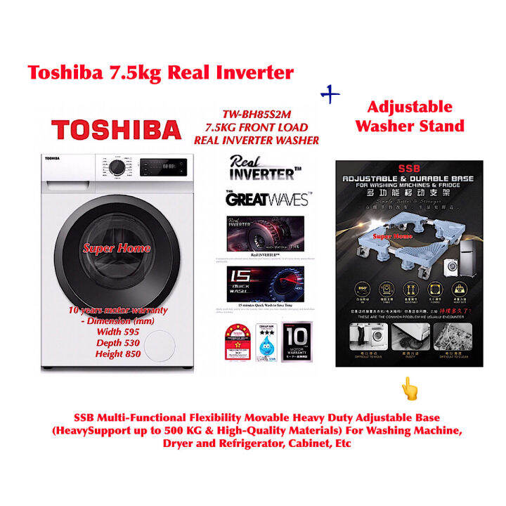Toshiba Front Load Washer Machine TWBH85S2M The Great Waves 7.5kg