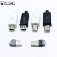 10ชุดไมโคร Usb 5pin เชื่อมประเภทปลั๊กตัวผู้ตัวเชื่อมต่อที่ชาร์จ5P Usb ท้ายเต้ารับสำหรับชาร์จ4 In 1สีขาวสีดำ