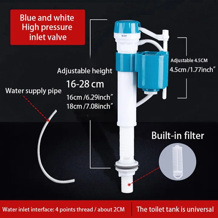 Toilet Inlet Valve Tank Water Flush Valve Adjustable Float Ball Push