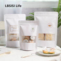 LBSISI Life 50pcs Nougat Candy Cookie Bags Self Stand With Window Snowflake Food Chocolate Hold Pack Plastic Gift Bag