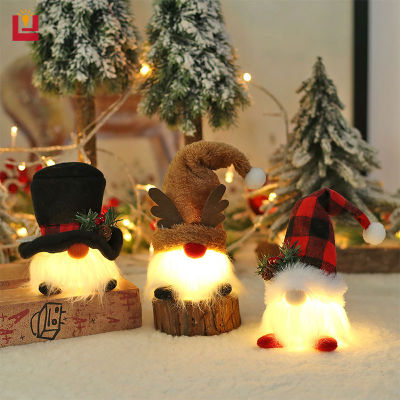 YONUO ใหม่ จี้ตุ๊กตาการ์ตูนคริสต์มาส สําหรับตกแต่ง ตุ๊กตาเอลฟ์ ไร้หน้า เรืองแสง LED ของขวัญคริสต์มาส สําหรับเด็ก