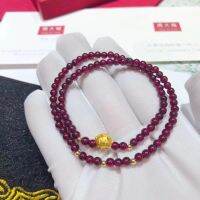 สร้อยข้อมือทองคำผู้หญิง 99.9 + โกเมน