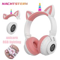 kids Unicorn Wireless Headphones With Micrphone Control RGB Light Girls Music Stereo Helmet Mobile Phone Childrens Headset Gift