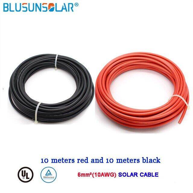 10mroll Solar Cable Connector Wire 1000v 4mm2 6mm21210 Awg Pv Cable Red And Black Cable 0256