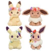 【YF】 Pokemon Plush Pikachu Eevee Stuffed Toy Kawaii Wreath Corolla Elf Doll Anime Cartoon Image Gift Collection Christmas