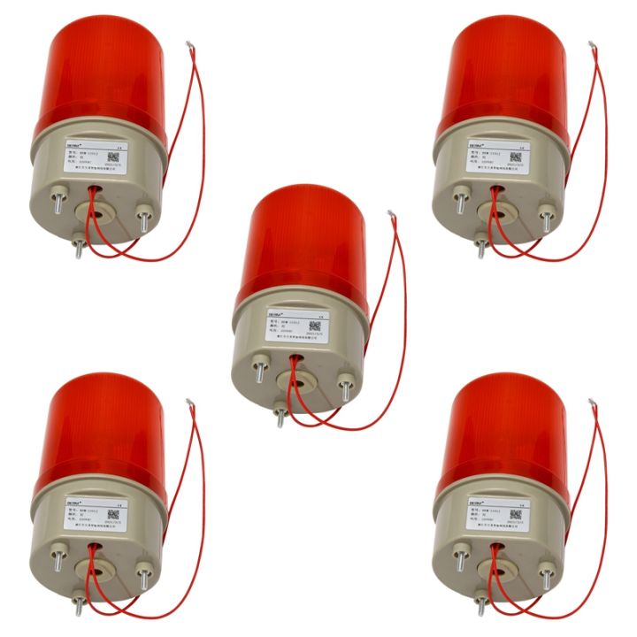 5X Industrial Flashing Sound Alarm Light,BEM1101J 220V Red LED Warning