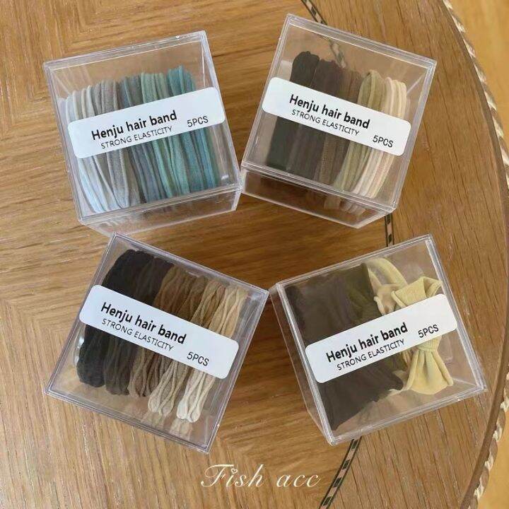 in-stock-ยางรัดผมชนิดบรรจุกล่องคริสตัลที่ใช้งานได้หลากหลายสไตล์ญี่ปุ่นและเกาหลีเชือกผูกผมสำหรับสาวๆที่นิยมในโลกออนไลน์