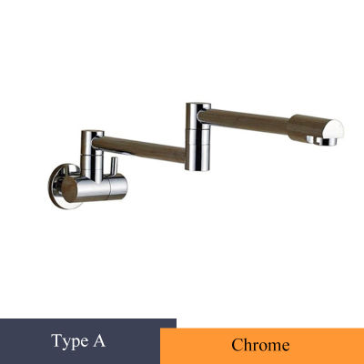 Brushed Gold Kitchen Faucet Wall Mount Bathroom Basin Faucet Cold Water Washing Tap Rotate Folding Spout Brass Vanity Sink Crane