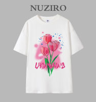 NUZIRO เสื้อยืดแขนสั้นสำหรับผู้หญิง,เสื้อยืดคู่โอเวอร์ไซส์ทรงหลวมผ้าฝ้ายเกาหลี