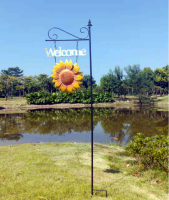 Sunflower Decor Welcome Sign for Front Door, Garden Themed Welcome Door Sign Hanging Metal Welcome Wall Plaque Home Garden Decor (Sunflower Welcome Sign-D)ดอกทานตะวันเหล็กจัดดอกไม้ตกแต่งสวนกลางแจ้งโล่ต้อนรับ