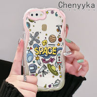 เคส Chenyyka สำหรับ OPPO เคส A12 A11K A7 A5s A12s การ์ตูนน่ารักดาวเคราะห์คอสมิคสีสันสดใสเนื้อครีมคลื่นขอบกล้องเคสโทรศัพท์โปร่งใสเคสซิลิโคนอ่อนชัดเจนกันกระแทก