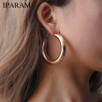 【YF】△✙  IPARAM Fashion Gold Color Hoop Earrings 2021 Punk Big Round Wife Gifts