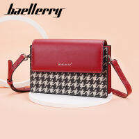 Baellerry 2023 กระเป๋าทรงสี่เหลี่ยมใบเล็กสไตล์เกาหลีลาย Houndstooth สีเข้ากันกระเป๋าสะพายข้างหญิงกระเป๋าใส่มือถือ