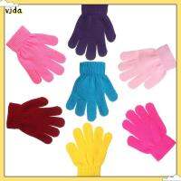 VJDA สีลูกกวาด เด็ก อบอุ่น ถุงมือ เด็ก ยืด ถัก