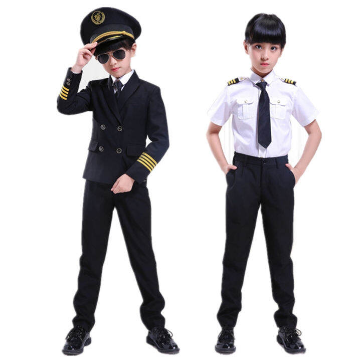 Kanak-kanak Pilot kostum kanak-kanak Cosplay untuk Boys Girls pramugari ...