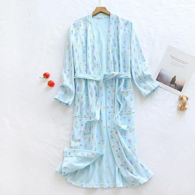 xiaoli-clothing-ชุดคลุมสำหรับใส่ในบ้านผ้าคอตตอนชุดกิโมโนผ้าลายวาฟเฟิล-gaun-tidur-และเสื้อคลุมอาบน้ำเจ้าสาวสำหรับผู้หญิง
