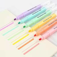 6Pcs/Set Highlighter Pens Double-Ended markers Broad and Fine Tip Pen for classroom office Highlighting Underlining Note TakingHighlighters  Markers