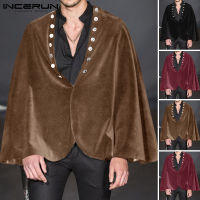 Beehoo INCERUN Men Loose Retro Cape Cloak Poncho Jackets Outwear Outdoor Fashion Holiday Coat