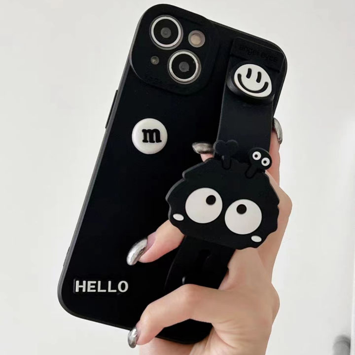 เคสสำหรับ-huawei-p60-p50-p40-lite-nova-11-10-pro-8-9-6-se-7i-8i-y61-y70-y90-5t-y6p-y7p-y9a-y7a-y9s-y9-prime-honor-x8-x9a-x7a-ดอกไม้ถ่านหินสีดำน่ารัก-diy-สายรัดข้อมือเคสโทรศัพท์