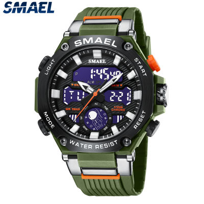 ใหม่นาฬิกาดิจิตอลสำหรับผู้ชายกรณีโลหะผสมกันน้ำฟังก์ชั่นอนาล็อกกีฬาทหารนาฬิกา SMAEL 8069