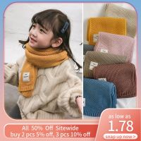 ❁❀❀  Solid Color Children Short Scarf For Boy Girl Autumn Winter Warm Scarf Soft Woolen Knitted Scarves Korean Kids Cross Neckerchief