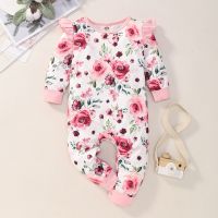 COD DSFERTEREERRE Newborn baju Baby Girl Romper Infants Baby Girl Bodysuit Long Sleeve Floral Clothes Ruffle Sleeve Toddler Girl Jumpsuit