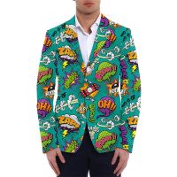 ZZOOI Mens Blazers 3D Graffiti Print Fashion Casual Suits Boys Design Blazer Male Jackets Hip Hop Oversized Streetwear Drop Shipping