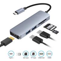 กับ USB C ฮับ5 In 1อะแดปเตอร์ USB C กับ USB C การจัดส่งพลังงาน4K HDMI 2 USB 3.0พอร์ตตัวอ่านบัตร TF สำหรับ MacBook Air iPad Pro 11/12อุปกรณ์ C 9 ”&amp; USB