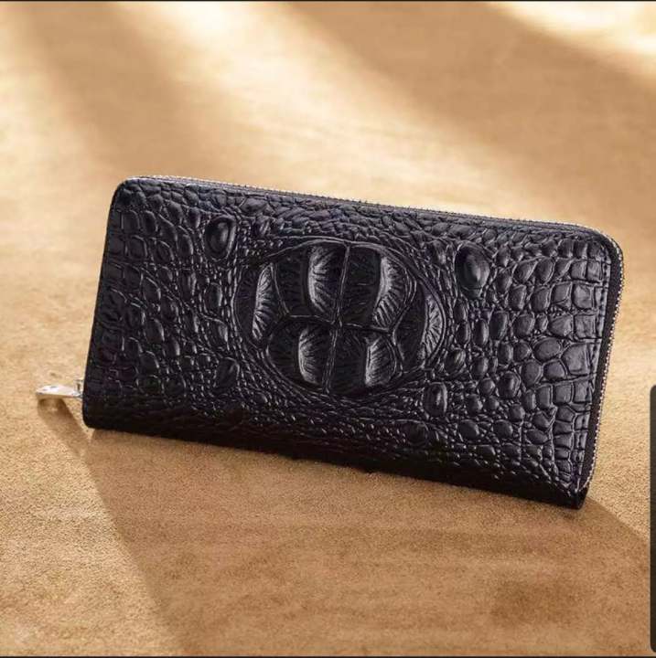 กระเป๋า-กระเป๋าสตางค์-แบบใบยาว-ลายหนังจรเข้-crocodile-men-wallet-พร้อมส่งจากไทย