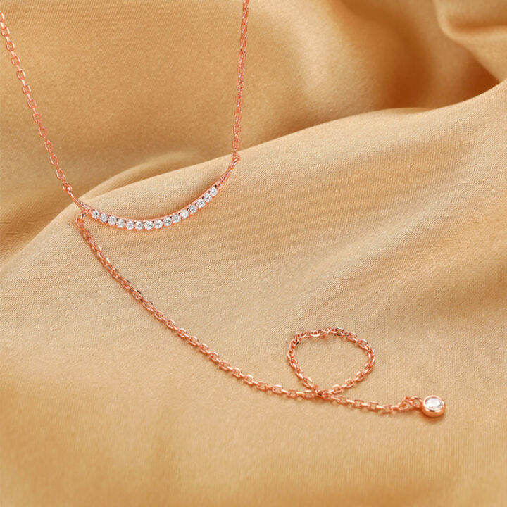 new-925-sterling-silver-crescent-necklace-female-long-tassel-beads-clavicle-chain-simple-collar-wedding-party-jewelry-gift