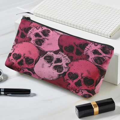 Skull Print Women Cosmetic Bag Personality Makeup Pouch Portable Travel Storage Bag Lipstick Organizer Cases Zipper Makeup Bag