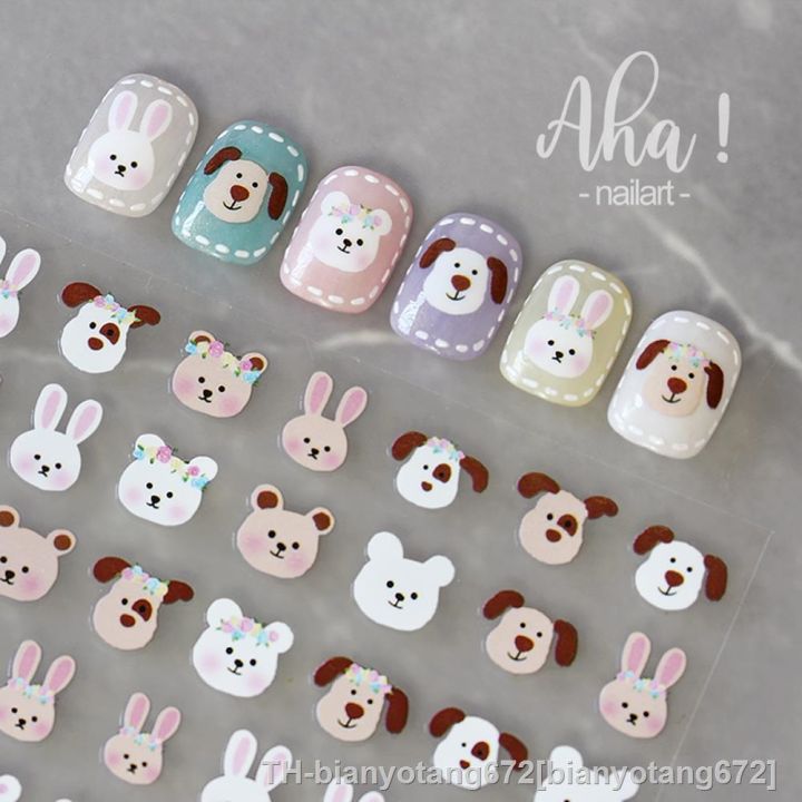 lz-1pcs-kawaii-rabbit-nail-art-sticker-korean-self-adhesive-decal-cartoon-simple-strokes-sliders-manicure-decorations-parts-gdk-025